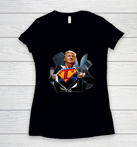 Trump Superman 002 Women's V-Neck T-Shirt