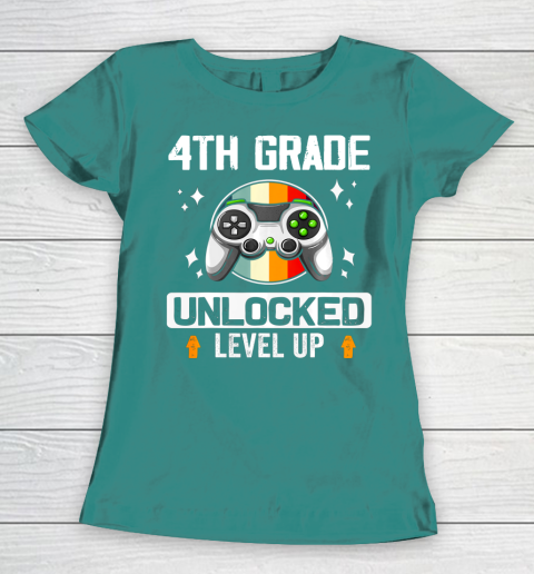 Next Level t shirts 4th Grade Unlocked Level Up Back To School Fourth Grade Gamer Women's T-Shirt 10