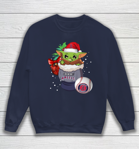 Los Angeles Angels Christmas Baby Yoda Star Wars Funny Happy MLB Sweatshirt 3