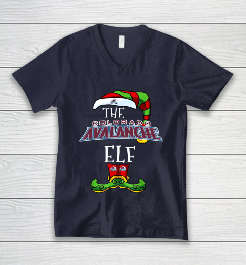 Colorado Avalanche Christmas ELF Funny NHL V-Neck T-Shirt 2
