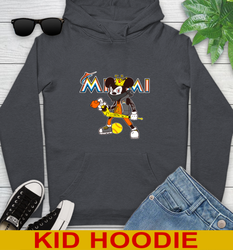 Miami Marlins MLB Baseball Mickey Peace Sign Sports Youth Hoodie 9