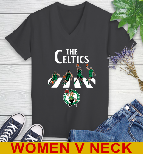NBA Basketball Boston Celtics The Beatles Rock Band Shirt Women's V-Neck T-Shirt 8