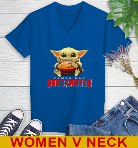 NFL Football Tampa Bay Buccaneers Baby Yoda Star Wars Shirt Women's V-Neck T-Shirt 11