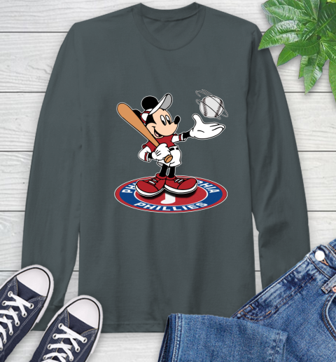 MLB Baseball Philadelphia Phillies Cheerful Mickey Disney Shirt Long Sleeve T-Shirt 7