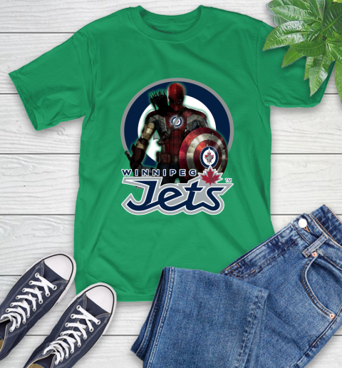 NHL Captain America Thor Spider Man Hawkeye Avengers Endgame Hockey Winnipeg Jets T-Shirt 7