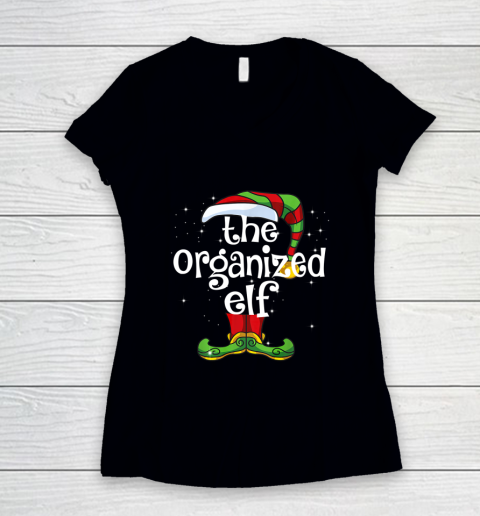 Organized Elf Family Matching Christmas Group Gift Pajama Women's V-Neck T-Shirt