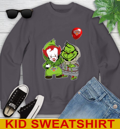 New York Knicks Baby Pennywise Grinch Christmas NBA Basketball Youth Sweatshirt 6