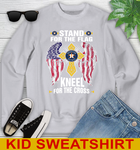 MLB Baseball Houston Astros Stand For Flag Kneel For The Cross Shirt Youth Sweatshirt 3