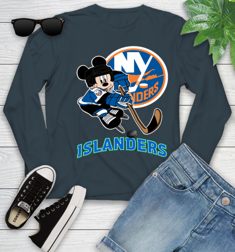NHL New York Islanders Mickey Mouse Disney Hockey T Shirt Youth Long Sleeve 8
