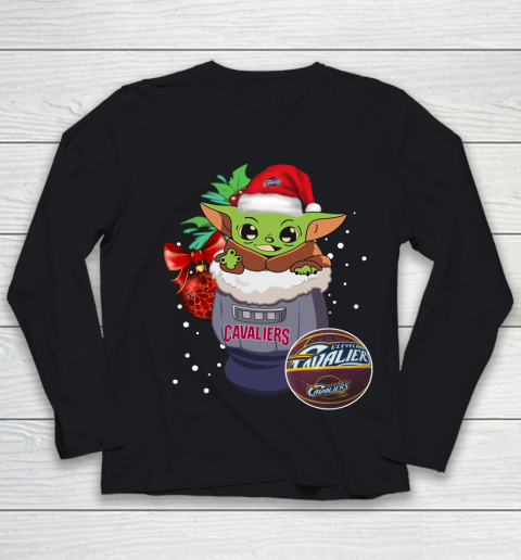 Cleveland Cavaliers Christmas Baby Yoda Star Wars Funny Happy NBA Youth Long Sleeve