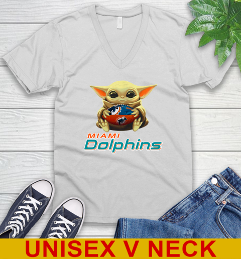 NFL Football Miami Dolphins Baby Yoda Star Wars Shirt V-Neck T-Shirt