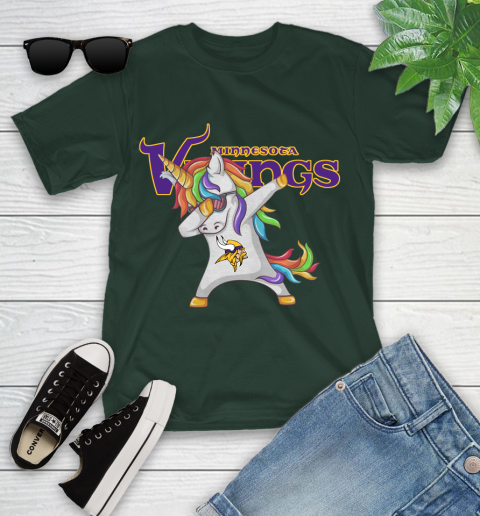 Minnesota Vikings NFL Football Funny Unicorn Dabbing Sports Youth T-Shirt 5