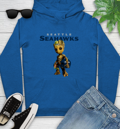 Seattle Seahawks NFL Football Groot Marvel Guardians Of The Galaxy Youth Hoodie 9