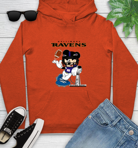 NFL Baltimore Ravens Mickey Mouse Disney Super Bowl Football T Shirt Youth Hoodie 5