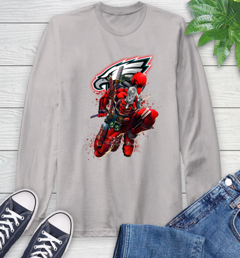 NFL Deadpool Marvel Comics Sports Football Philadelphia Eagles Long Sleeve T-Shirt 12