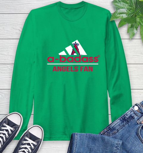 MLB A Badass Los Angeles Angels Fan Adidas Baseball Sports Long Sleeve T-Shirt 8