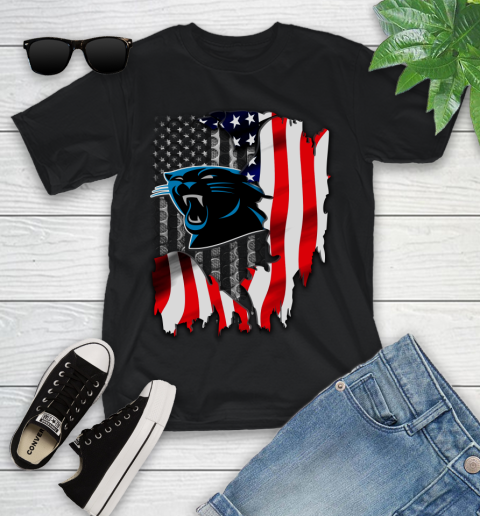 Carolina Panthers NFL Football American Flag Youth T-Shirt