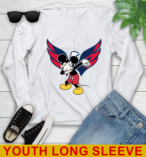 Washington Capitals NHL Hockey Dabbing Mickey Disney Sports Youth Long Sleeve