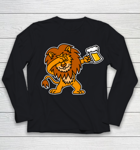 Beer Lover Funny Shirt Dab Dabbing Lion Beer Dutch King's Day King Lions Youth Long Sleeve