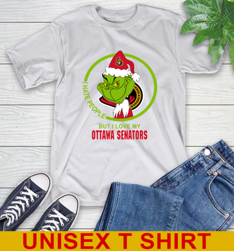 Ottawa Senators NHL Christmas Grinch I Hate People But I Love My Favorite Hockey Team T-Shirt 12
