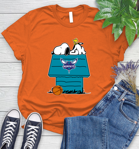 Charlotte Hornets NBA Basketball Snoopy Woodstock The Peanuts Movie Women's T-Shirt 4