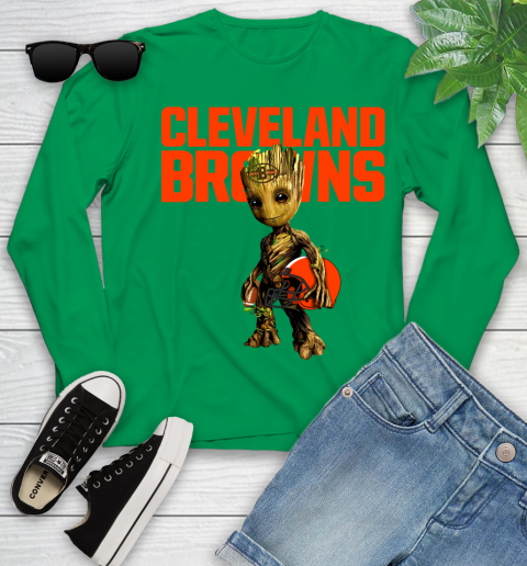 Cleveland Browns NFL Football Groot Marvel Guardians Of The Galaxy Youth Long Sleeve 6