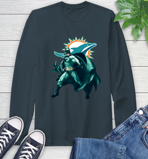 NFL Batman Football Sports Miami Dolphins Long Sleeve T-Shirt 8