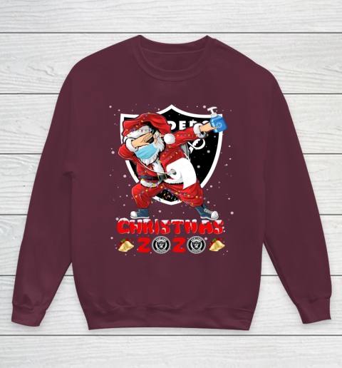 Oakland Raiders Funny Santa Claus Dabbing Christmas 2020 NFL Youth Sweatshirt 4