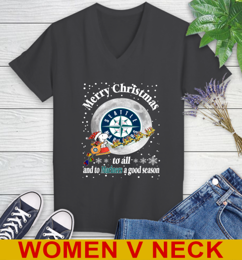 Seattle Mariners Merry Christmas To All And To Mariners A Good Season MLB Baseball Sports Women's V-Neck T-Shirt 8