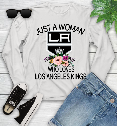 NHL Just A Woman Who Loves Los Angeles Kings Hockey Sports Youth Long Sleeve