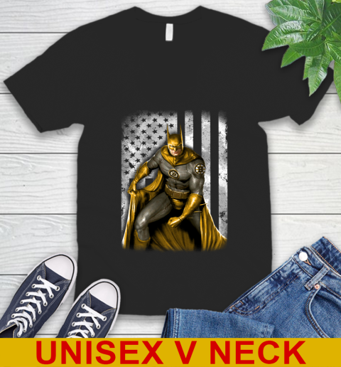 Boston Bruins NHL Hockey Batman DC American Flag Shirt V-Neck T-Shirt