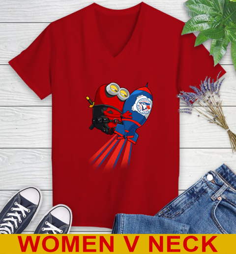 MLB Baseball Toronto Blue Jays Deadpool Minion Marvel Shirt Women's V-Neck T-Shirt 10