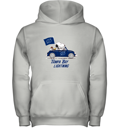 Snoopy And Woodstock Ride The Tampa Bay Lightnings Car apv4 snoopy and woodstock ride the tampa bay lightnings car youth hoodie 43 front white
