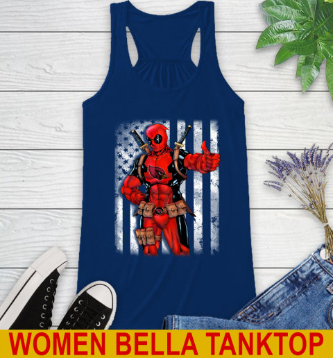 NFL Football Arizona Cardinals Deadpool American Flag Shirt Racerback Tank 7