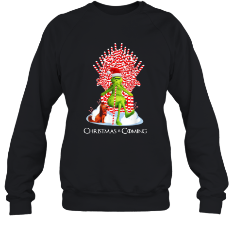 Candy Stick Throne The Grinch And Max Christmas Is Coming Sweatshirt