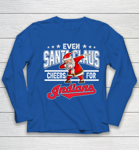 Cleveland Indians Even Santa Claus Cheers For Christmas MLB Youth Long Sleeve 7