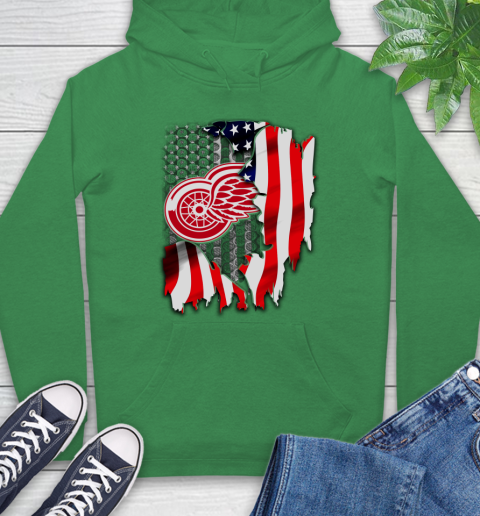 Detroit Red Wings NHL Hockey American Flag Hoodie 8