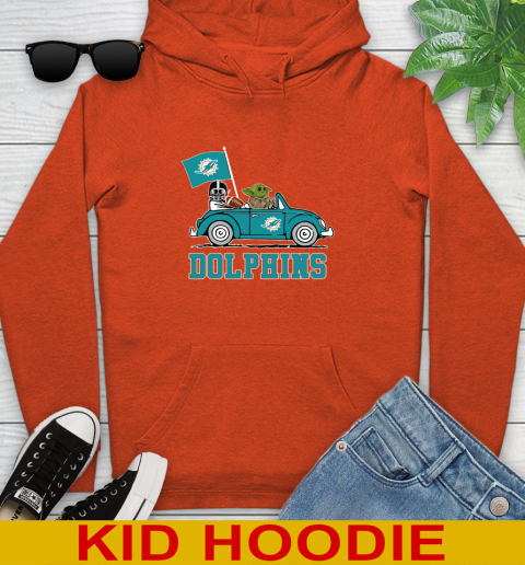 NFL Football Miami Dolphins Darth Vader Baby Yoda Driving Star Wars Shirt Youth Hoodie 5