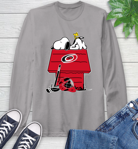 Carolina Hurricanes NHL Hockey Snoopy Woodstock The Peanuts Movie Long Sleeve T-Shirt 6