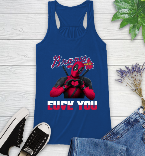 MLB Atlanta Braves Deadpool Love You Fuck You Baseball Sports Racerback Tank 8