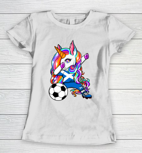 Dabbing Unicorn Scotland Soccer Fans Jersey Flag Football Long Women's T-Shirt