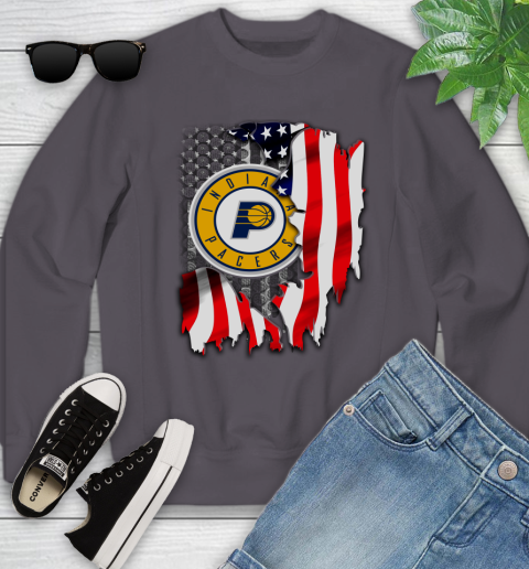 Indiana Pacers NBA Basketball American Flag Youth Sweatshirt 5