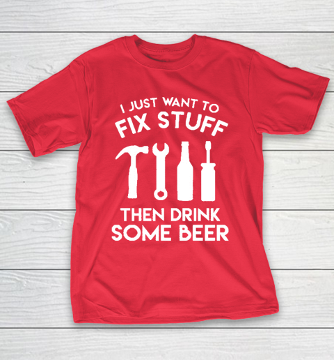 Grandpa Funny Gift Apparel  Fix Stuff And Drink Beer Grandpa Dad Handy Man T-Shirt 19