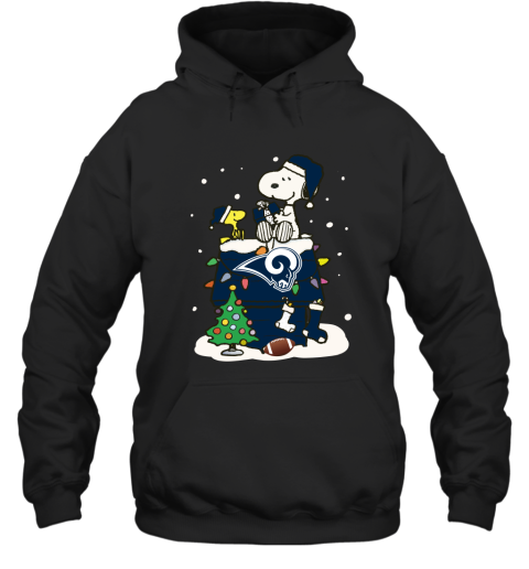pr0w a happy christmas with los angeles rams snoopy hoodie 23 front black