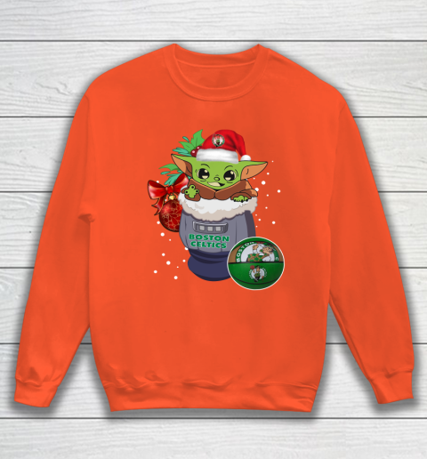 Boston Celtics Christmas Baby Yoda Star Wars Funny Happy NBA Sweatshirt 4