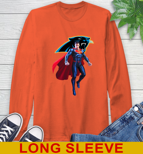 NFL Superman DC Sports Football Carolina Panthers Long Sleeve T-Shirt 5