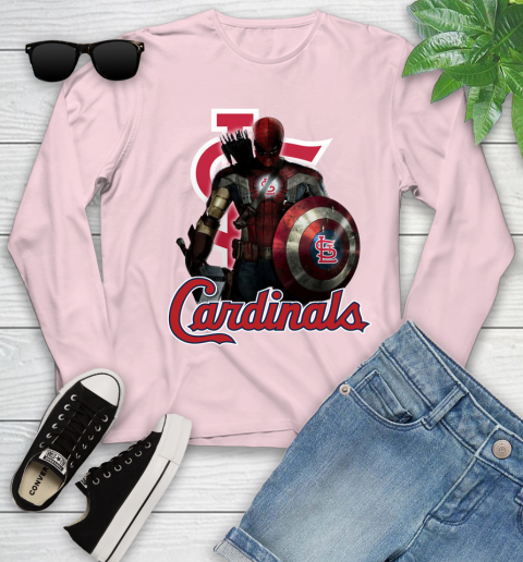 MLB Captain America Thor Spider Man Hawkeye Avengers Endgame Baseball St.Louis Cardinals Youth Long Sleeve 10