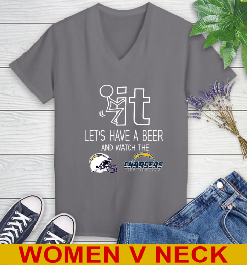Los Angeles Chargers Football NFL Let's Have A Beer And Watch Your Team Sports Women's V-Neck T-Shirt 11