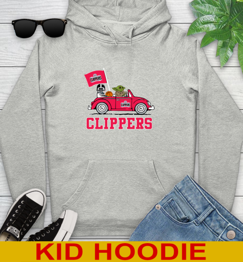 NBA Basketball LA Clippers Darth Vader Baby Yoda Driving Star Wars Shirt Youth Hoodie