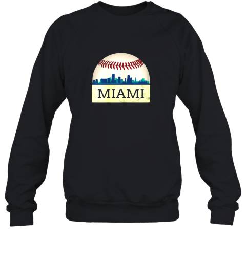 Miami Baseball Shirt Cool Marlin Skyline on Giant Ball Sweatshirt